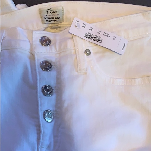 NWT J.Crew 9" Toothpick Button front size 27 white - Picture 3 of 10